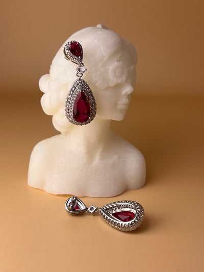 Queen of Passion – Ruby Red Crystal Drop Earrings