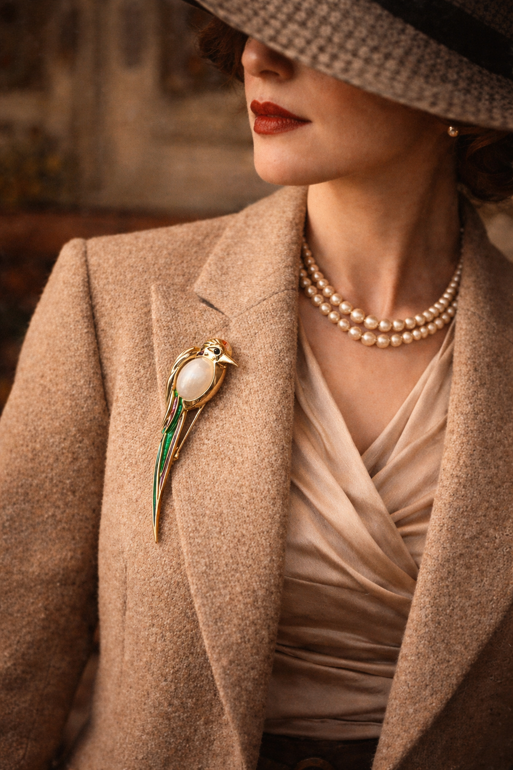 Art Deco Enamel Pearl Bird Brooch – Vintage Gold Plated Statement Pin A golden bird of another era —
carrying freedom, elegance, and stories of forgotten glamour.