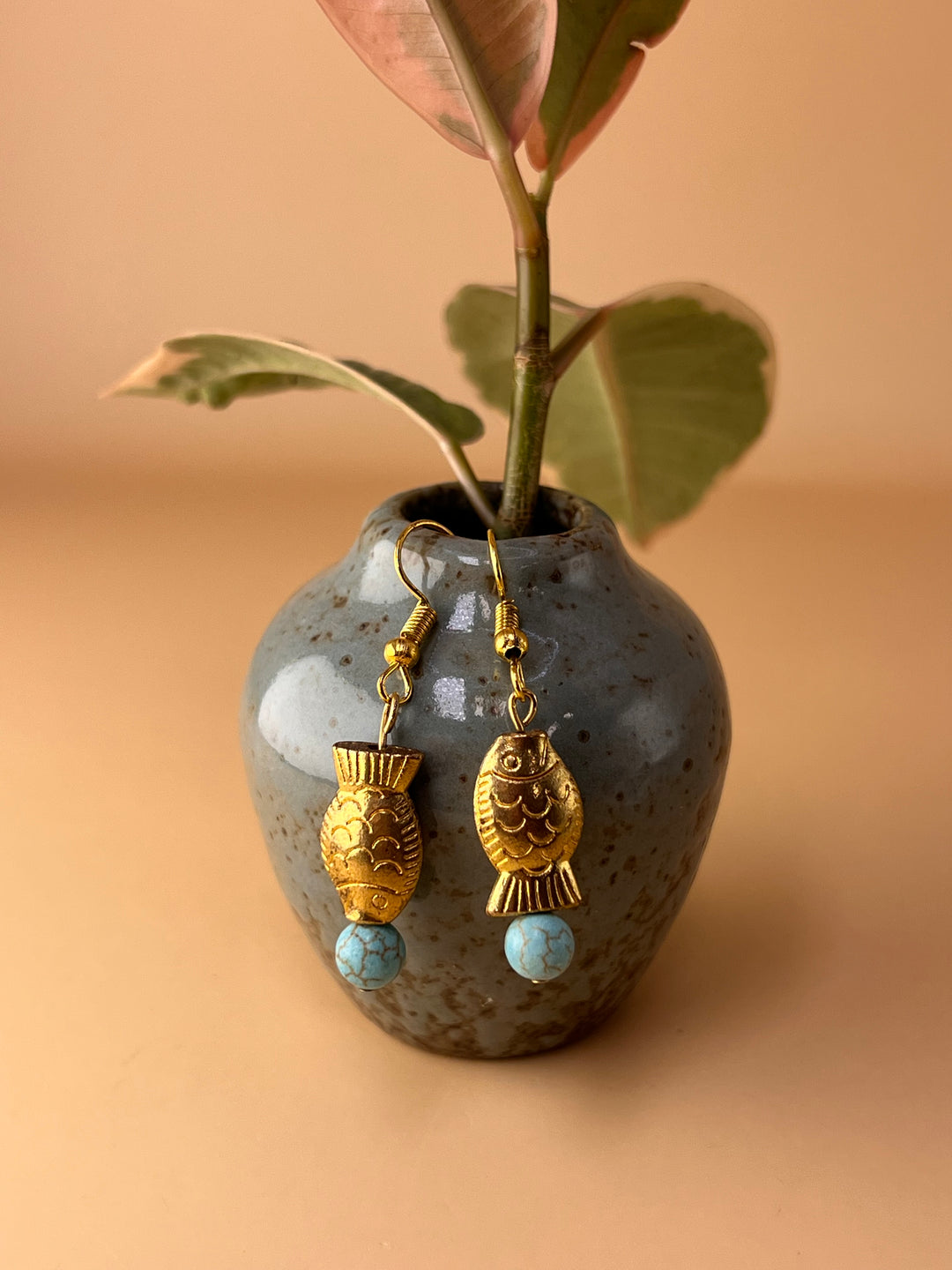 Golden fish Turquoise Earrings