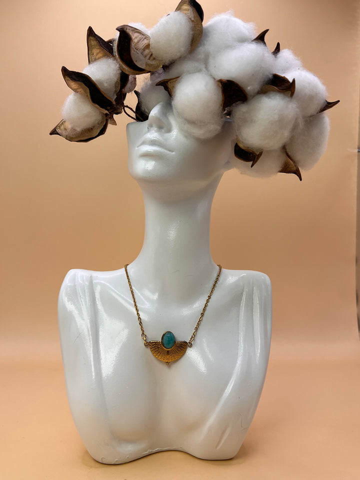 “Inner Sun” – Turquoise Gold stainless steel Necklace by Maralkunst