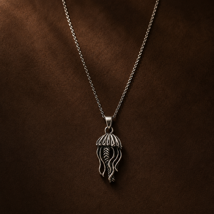 Norwegian Design Jellyfish Necklace | 925 Sterling Silver Pendant | Scandinavian Jewelry | Norway Souvenir Gift