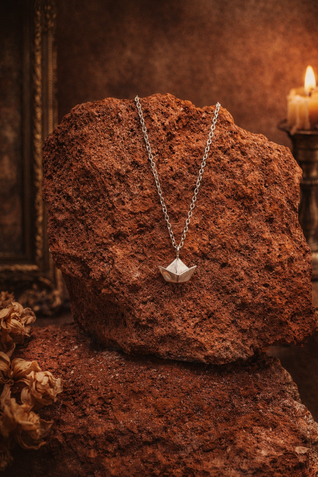 Paper Memory – Origami Boat Necklace A small silver boat, carrying memories across the quiet sea of the heart.