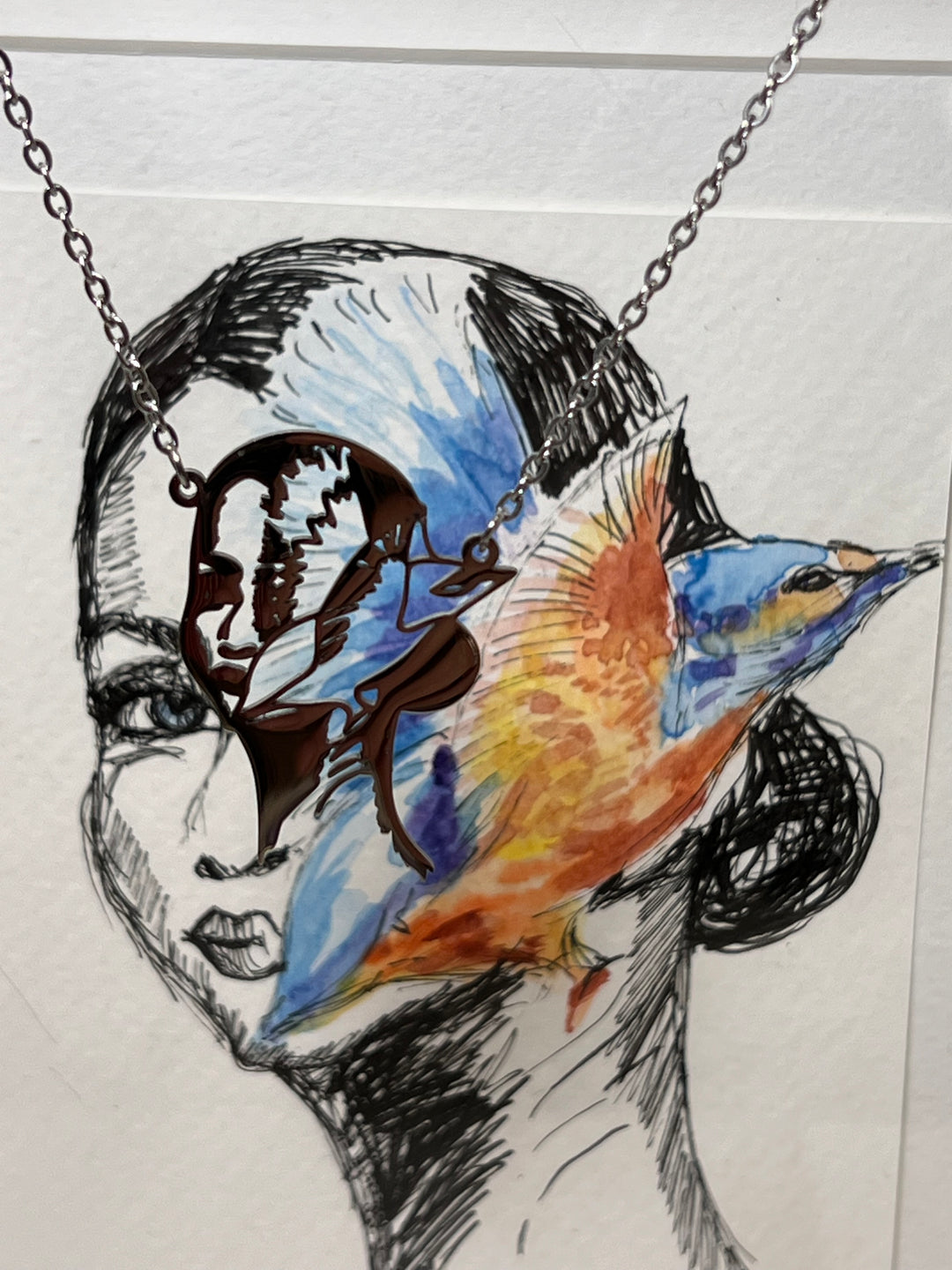 Maral original Drawing Necklace Woman vulnerable collection