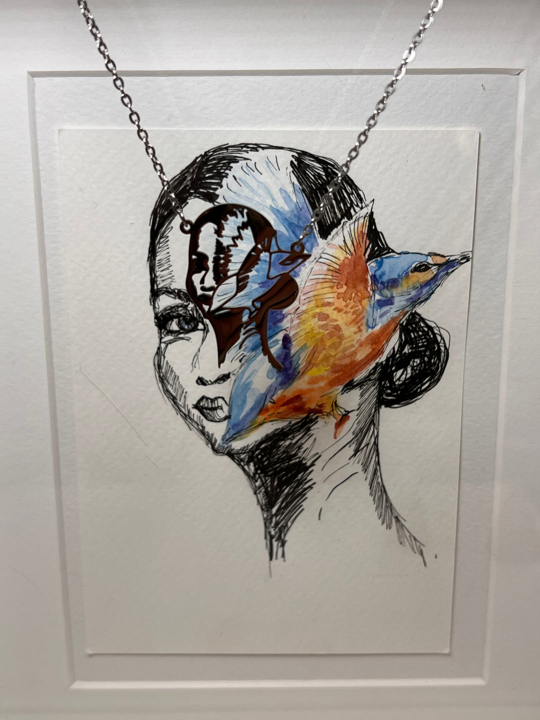 Maral original Drawing Necklace Woman vulnerable collection