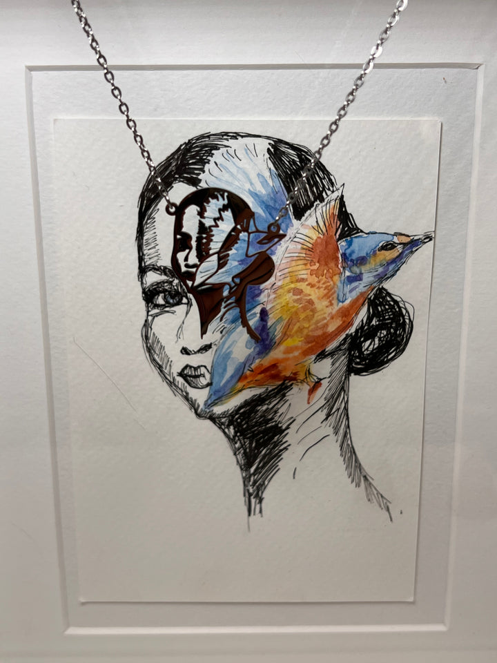 Maral original Drawing Necklace Woman vulnerable collection