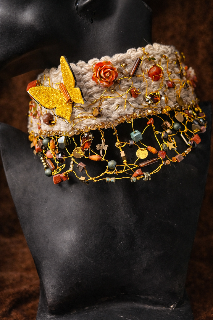 Surreal Garden Handmade Choker – Artistic Statement Necklace | Botanical Jewelry | One-of-a-Kind Artisan Piece