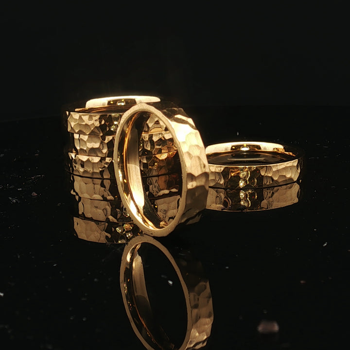 Eterna Hammered Band – Gold-Filled Stainless Steel Ring