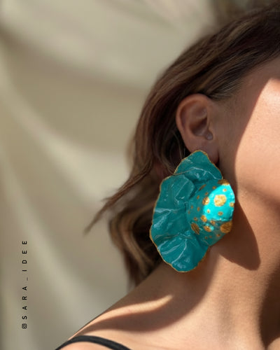 Blue Whisper– Papier-Mâché Statement Earrings | Sustainable Wearable Art