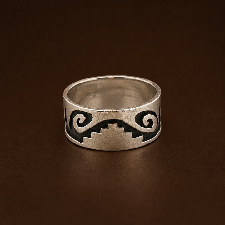 Curated Vintage Norwegian Sterling Silver Ring | Viking-Inspired Nordic Wave Design | Size 13 (69 mm)