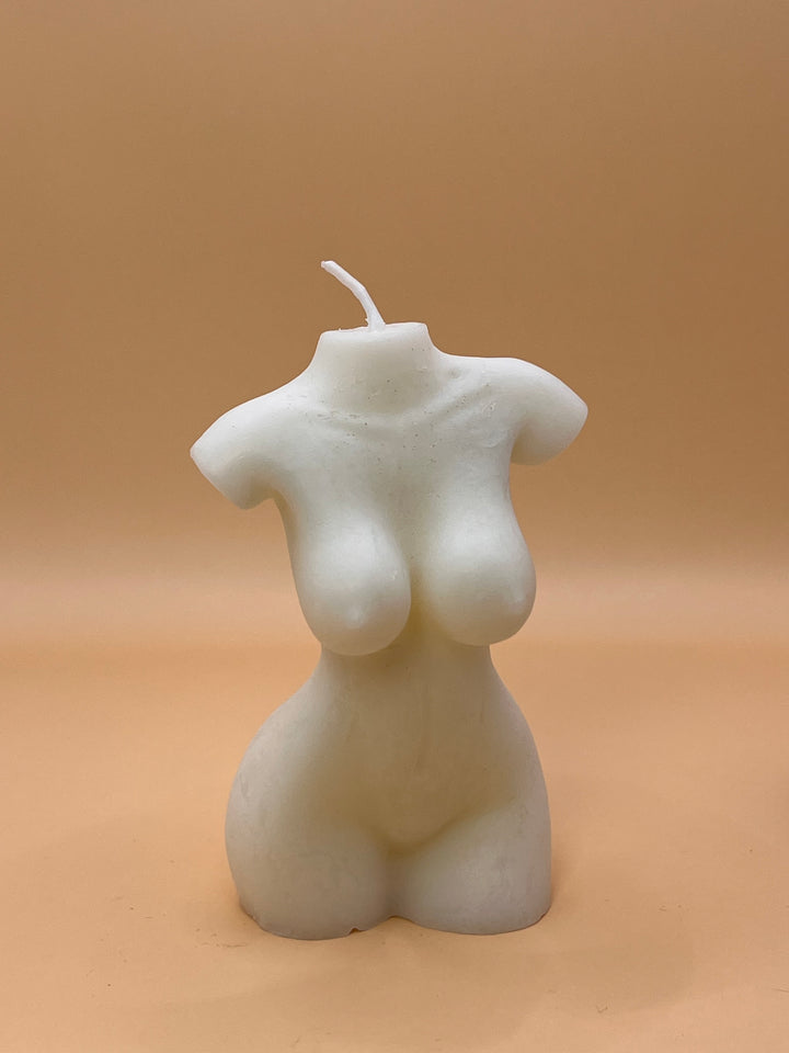 Feminine energy handmade sculpture candle black and white size 10x5 cm