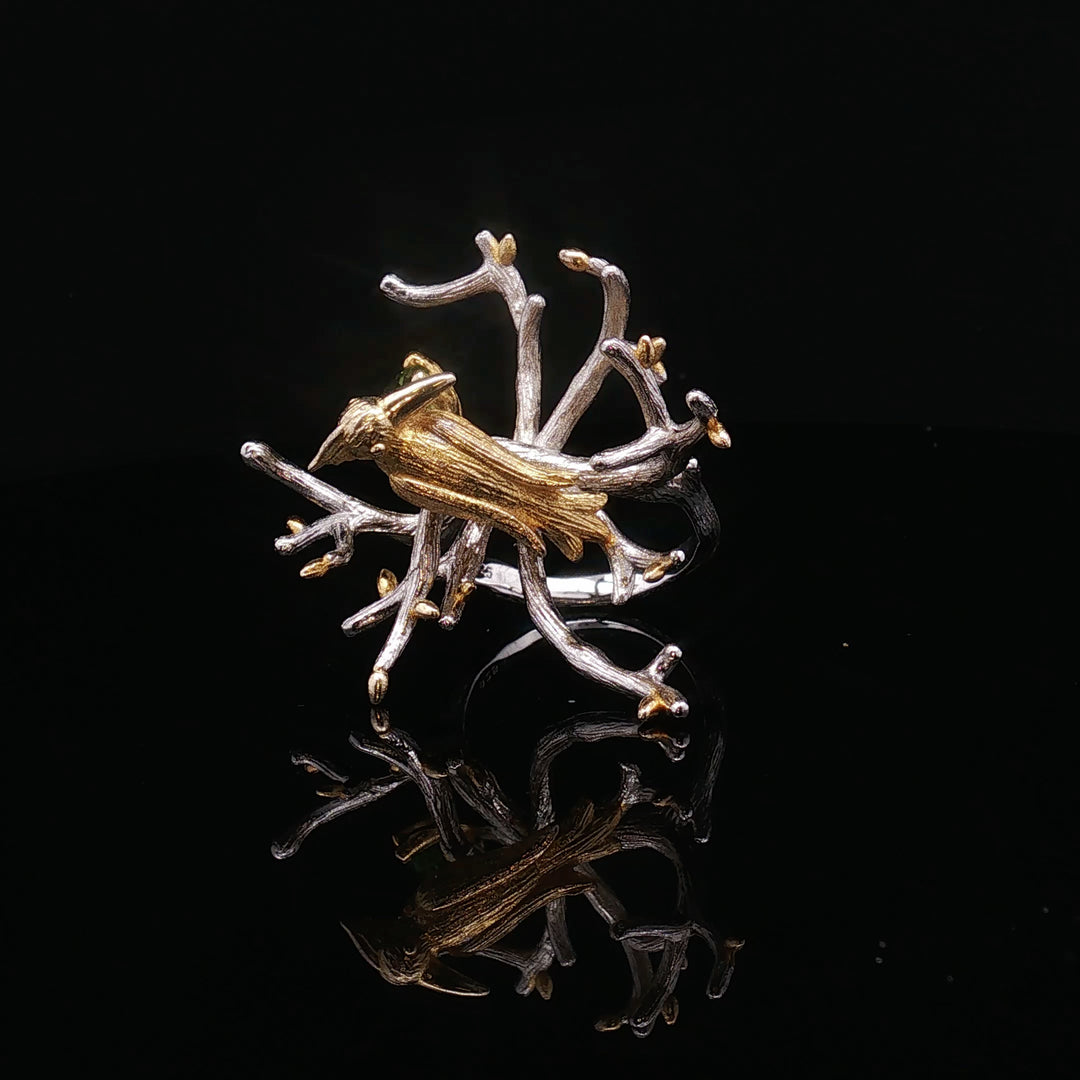 Bird of Renewal Ring – Contemporary Sterling Silver Art Ring