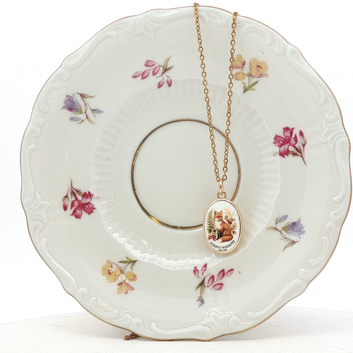 Forest Whisper – Fox Ceramic Pendant 15x20 mm Necklace