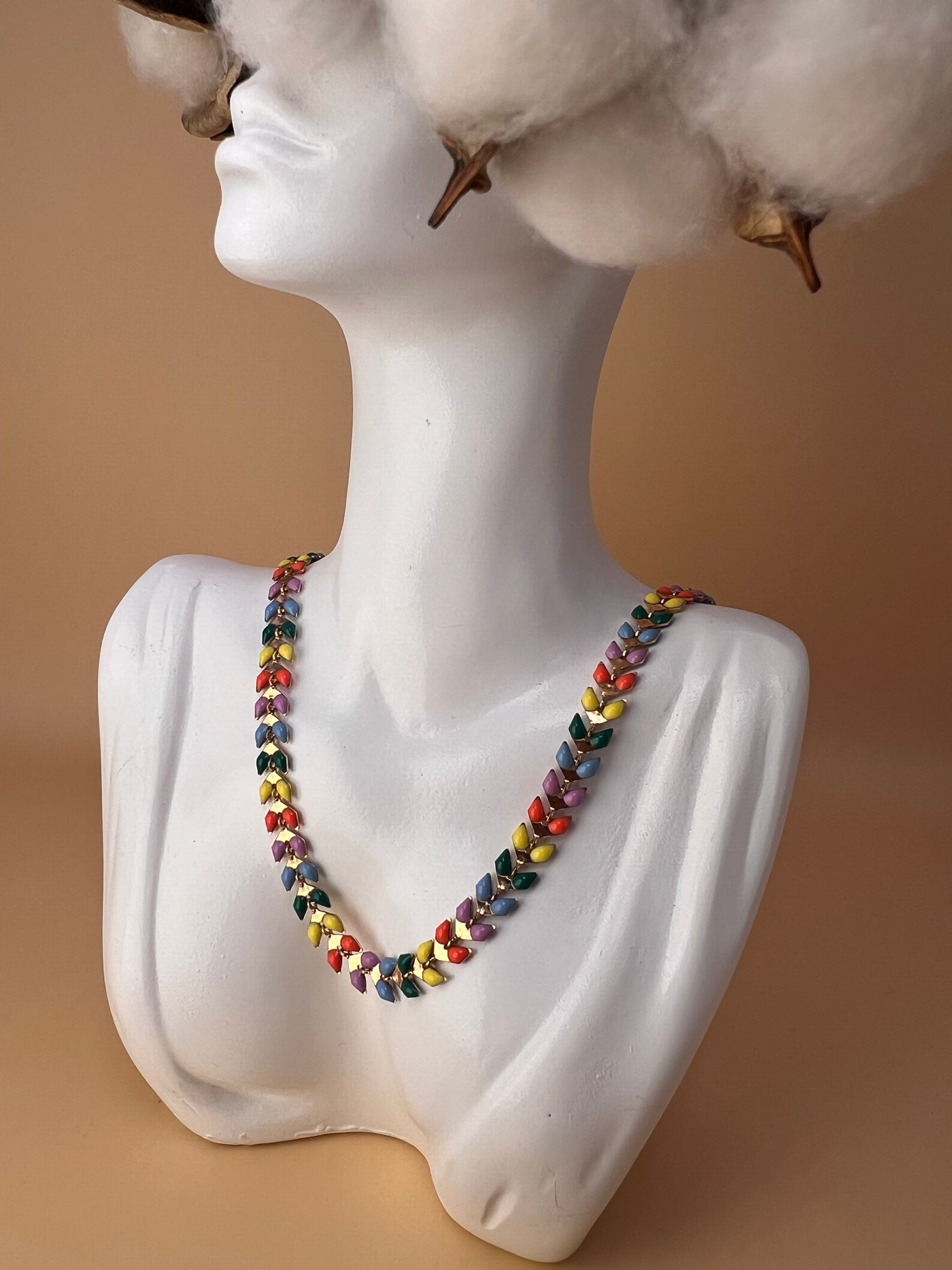 Festival Flame – Multicolor Enamel Chain Necklace