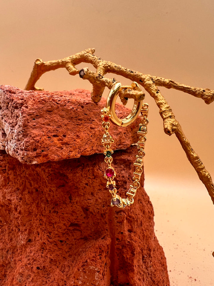 Aurora Minimal Rainbow Hoop piercing