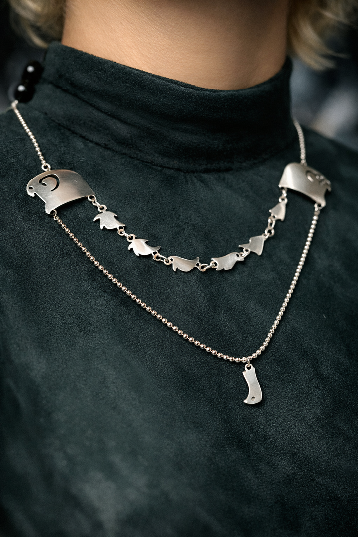 Eagle & Sparrow Journey Necklace
Contemporary  art jewelry 
Between power and gentleness, the journey finds its balance. handmade sterling silver