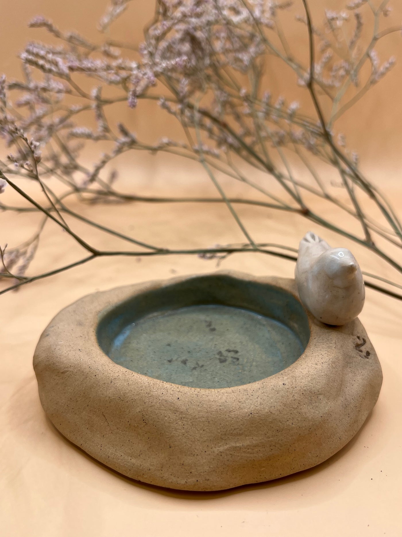 Bird love handcrafted Ceramic candle Jewelry display size 10x9x5.5 cm