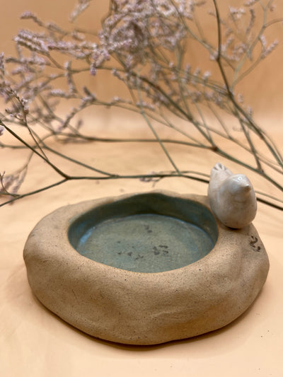 Bird love handcrafted Ceramic candle Jewelry display size 10x9x5.5 cm