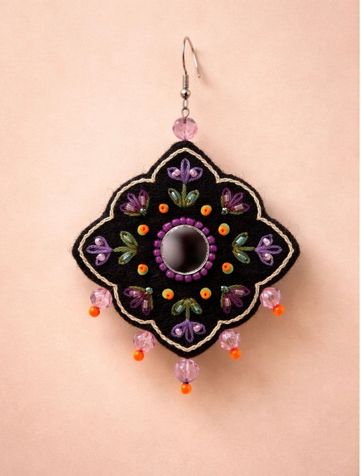Toranj Heritage Earrings – Iranian Handcrafted Felt Embroidery