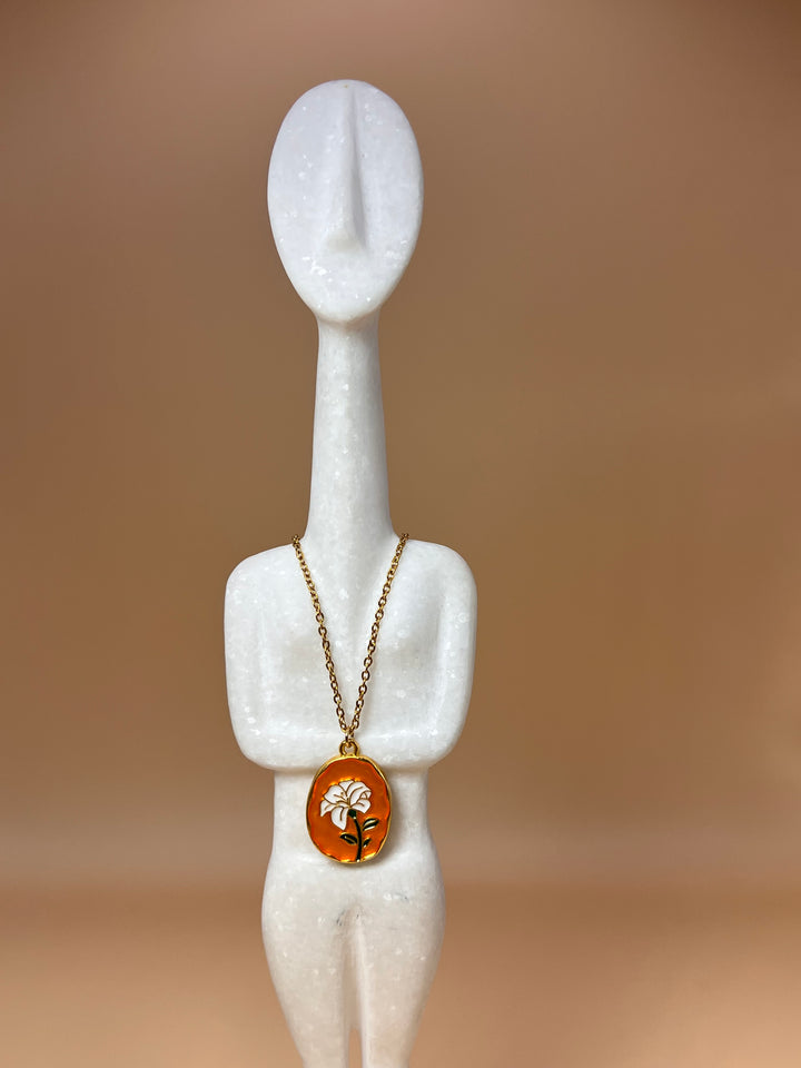 “Spring Harmony” – Blossoming Flowers Enamel & Copper Pendant