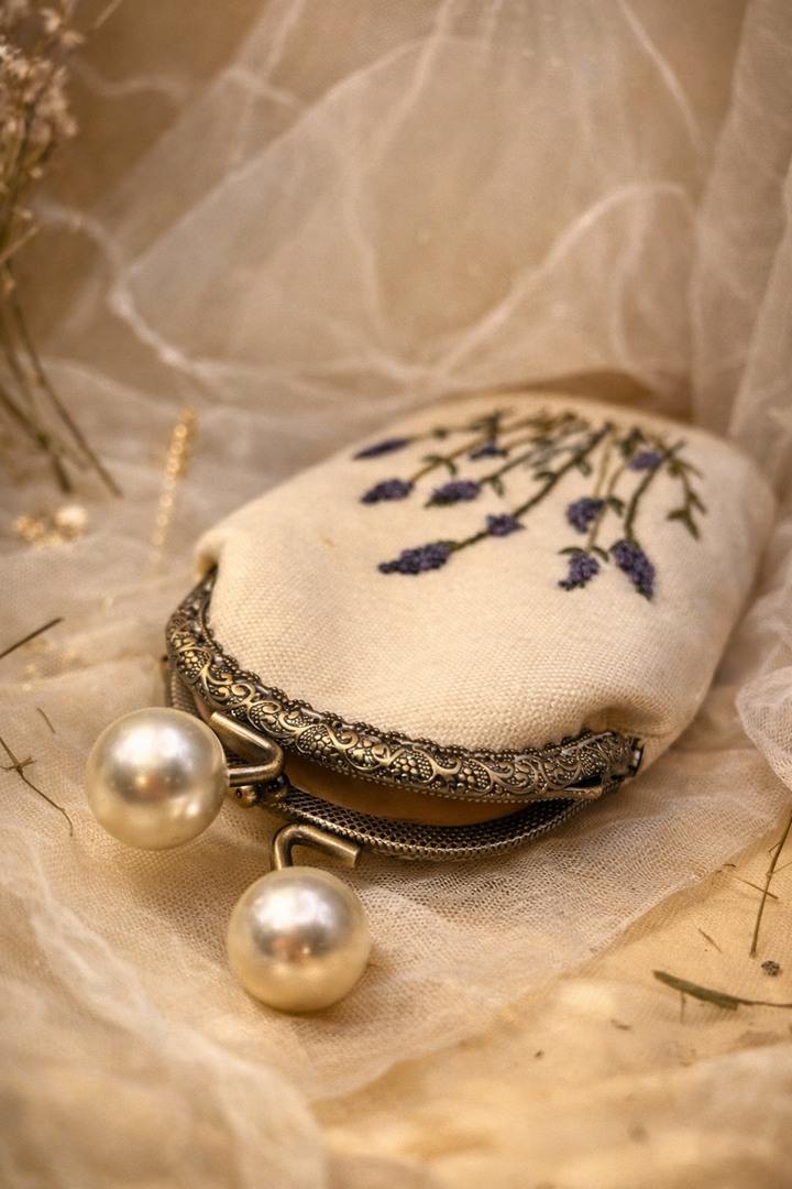 Lavender Whisper – Vintage Embroidered Velvet purse