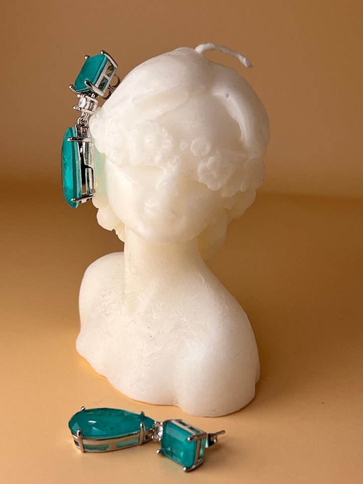 Goddess of the Sea – Silver & Aqua Crystal Earrings