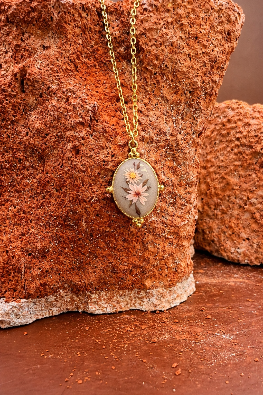 Nordic Spring Blossom Necklace – Handmade Resin Art Pendant | Scandinavian Minimal Gift