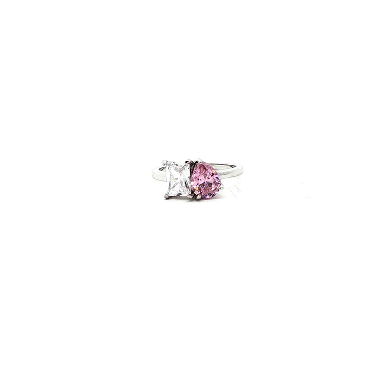 Two Become One | Pink & White Cubic Zirconia | 925 sterling silver Engagement Ring|