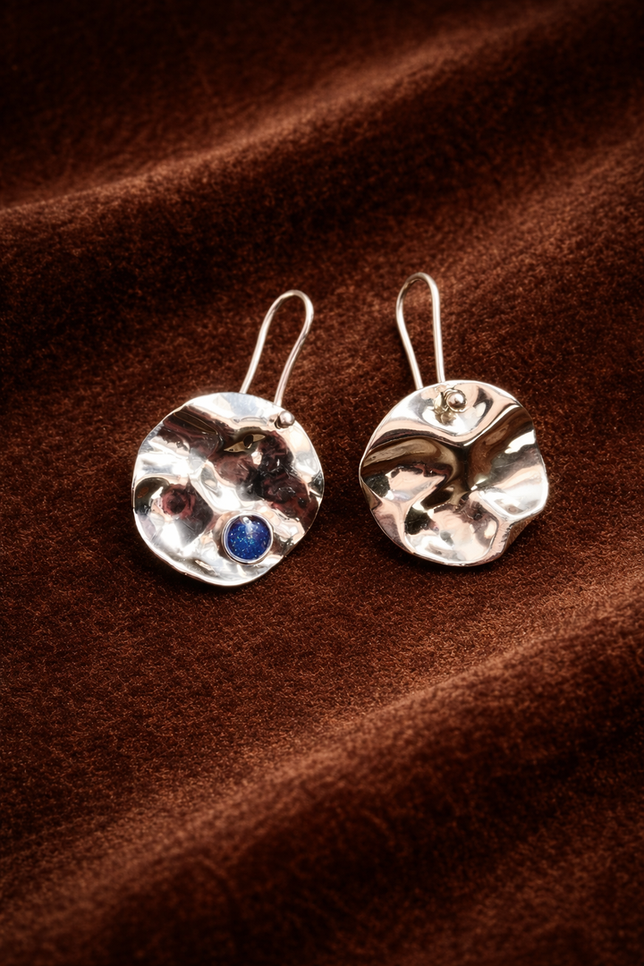 AYLIN – Contemporary Art Jewelry Set in Sterling Silver 925 | Lapis Lazuli Pendant & Earrings