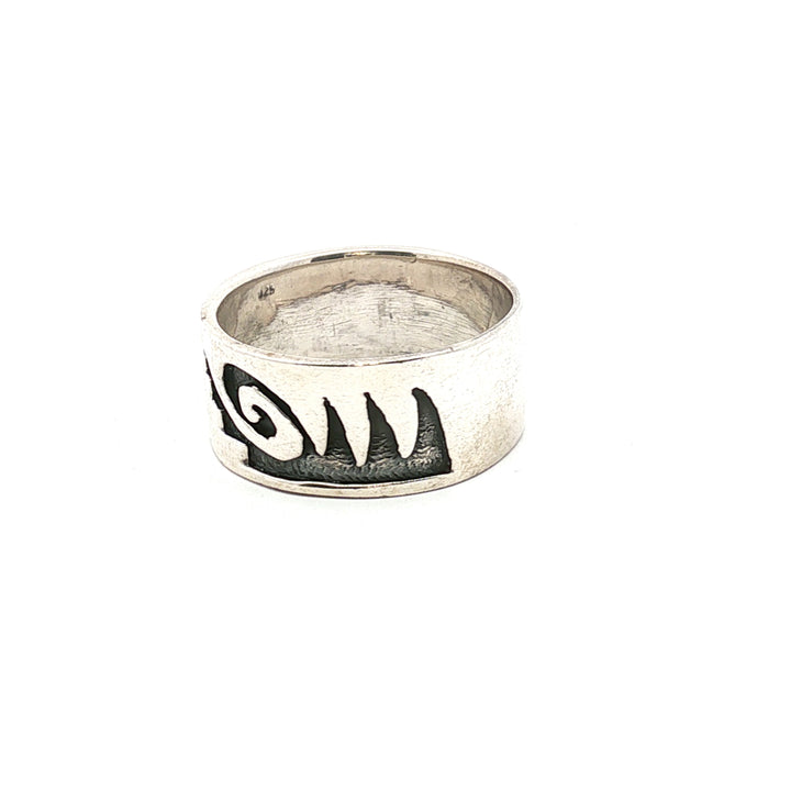 Curated Vintage Norwegian Sterling Silver Ring | Viking-Inspired Nordic Wave Design | Size 13 (69 mm)