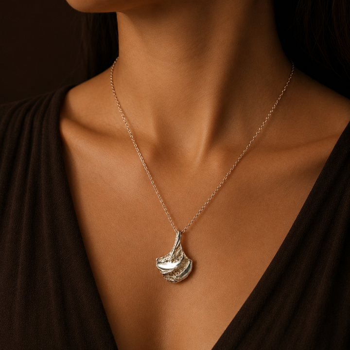 Vintage Norwegian Design Pendant Necklace | 925 Sterling Silver | Scandinavian Modernist Jewelry