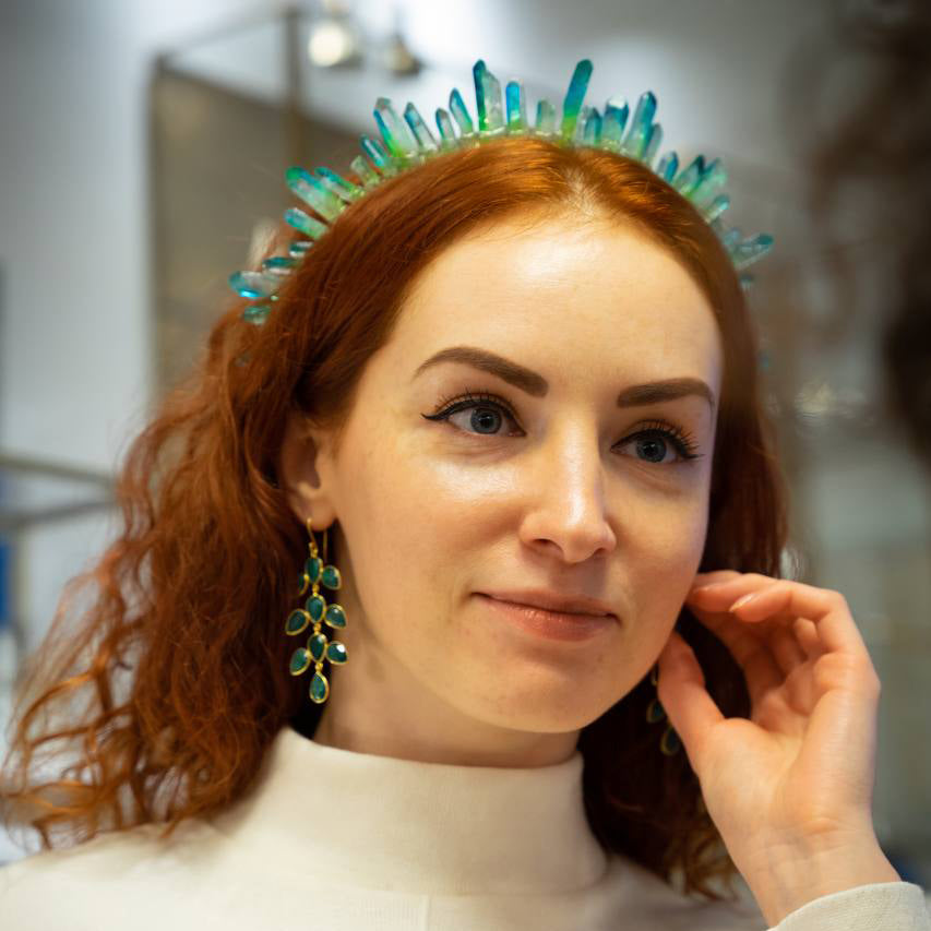 Turquoise aqua Crystal Queen Tiara