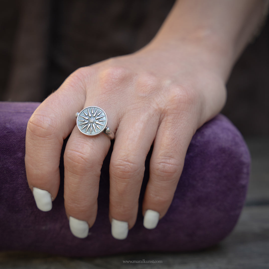Maral special Mexican Sun symbol 925 silver ring