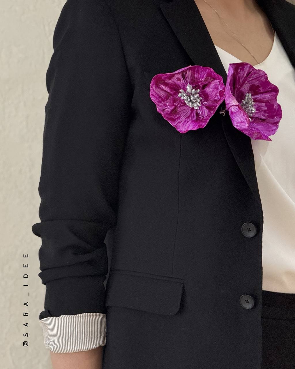 Crimson Bloom– Papier-Mâché Brooch | Recycled Paper Wearable Art