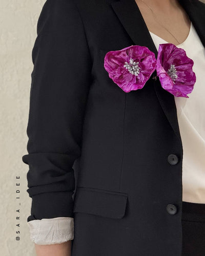 Crimson Bloom– Papier-Mâché Brooch | Recycled Paper Wearable Art