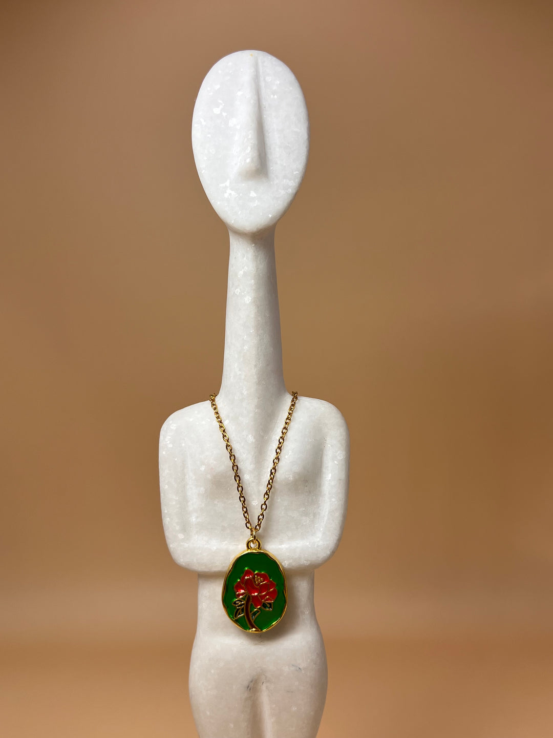 “Blossoming Charm” – Handcrafted Enamel & Copper Pendant stainless steel chain