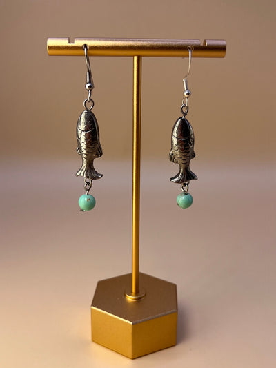 Flow of Fortune – Fish & Turquoise Earrings