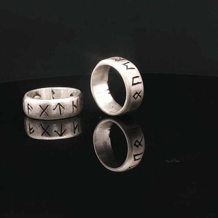 Runes of the North — Viking Power Ring (Handmade 925 Matt Silver)