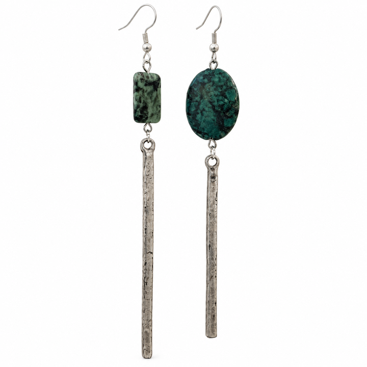 Untamed Balance – Long Asymmetrical Turquoise Earrings