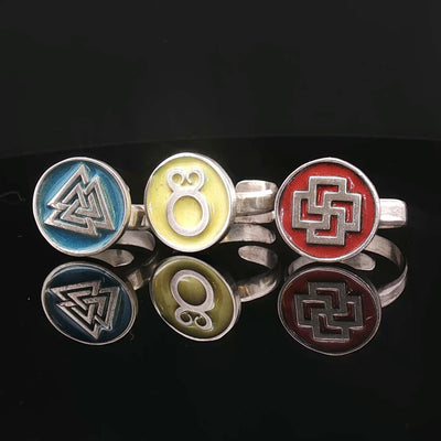 Viking Symbols Minakari Ring Collection – 925 Silver, Handmade Limited Edition
