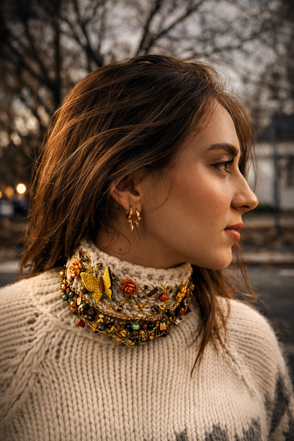 Surreal Garden Handmade Choker – Artistic Statement Necklace | Botanical Jewelry | One-of-a-Kind Artisan Piece