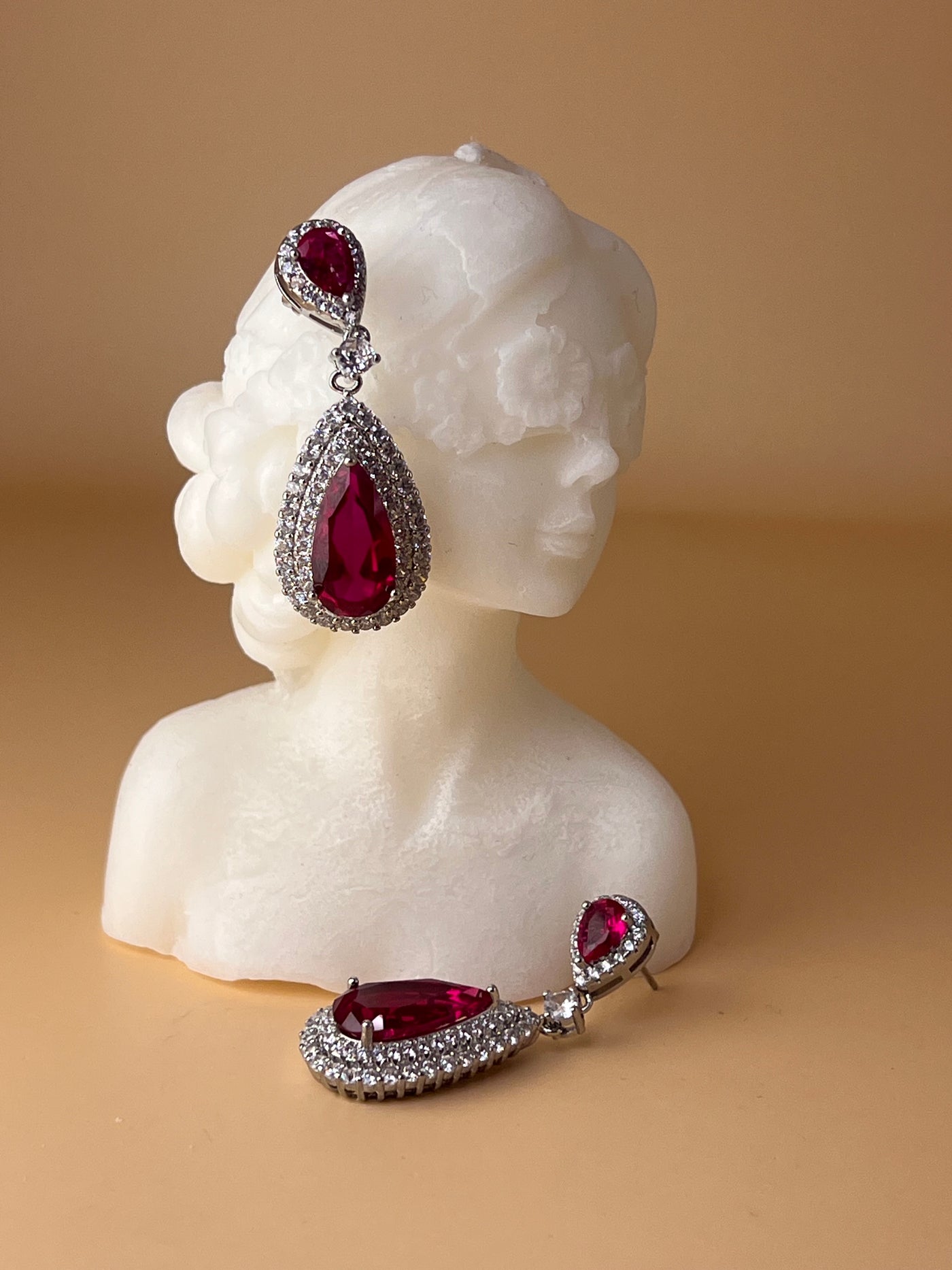 Queen of Passion – Ruby Red Crystal Drop Earrings