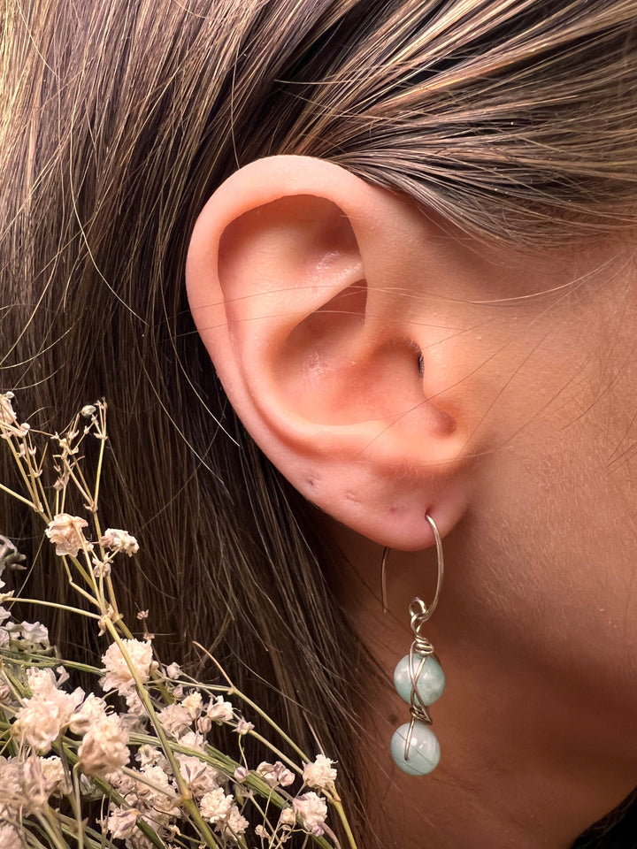 Larimar Whisper Drop Earrings| A whisper of ocean calm—handmade to remind her of self-love, serenity, and quiet strength.