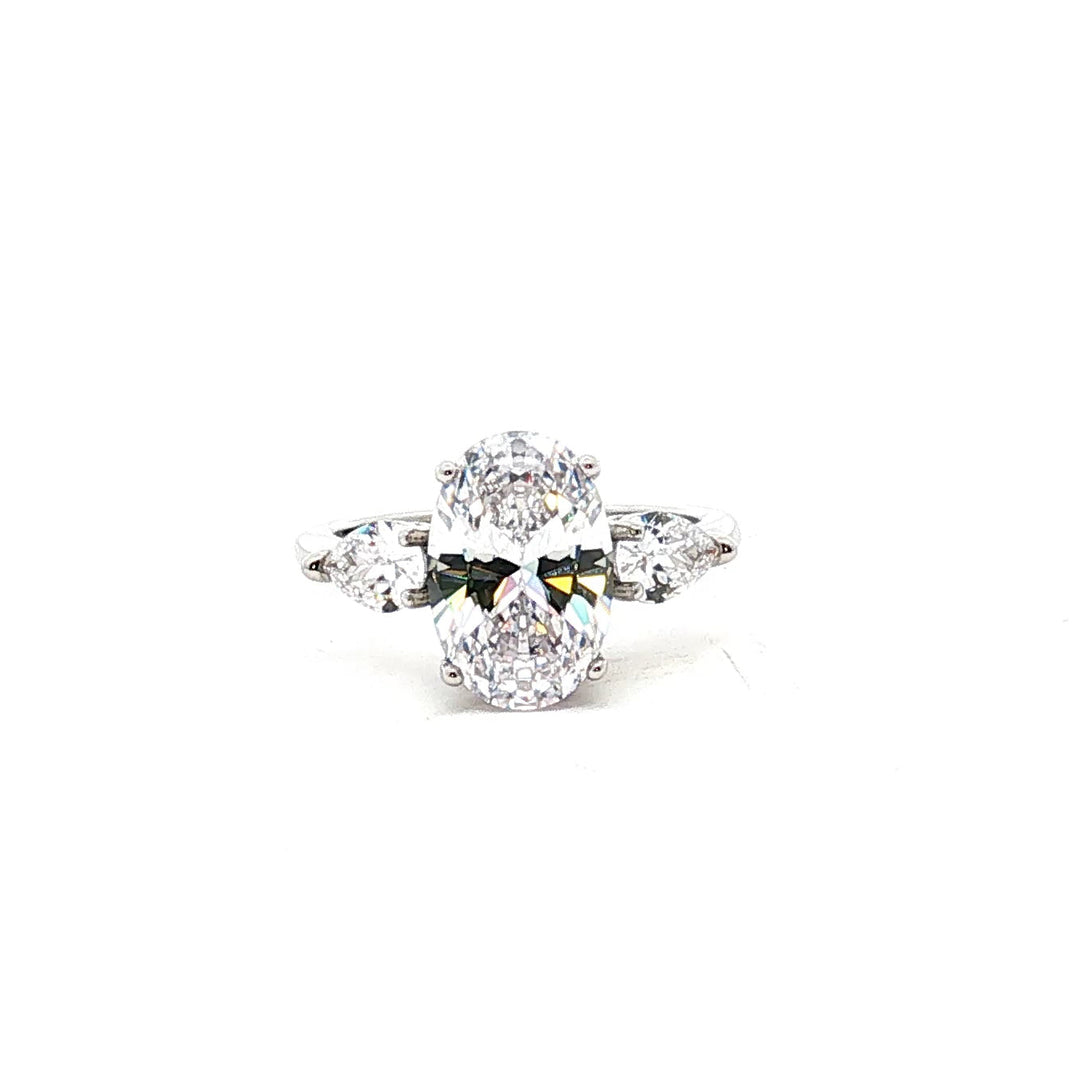 Held in Light |Oval Cubic Zirconia Engagement Ring in 925 Sterling Silver