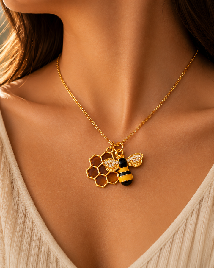 Golden Honeybee Necklace – Symbol of Abundance & Strength