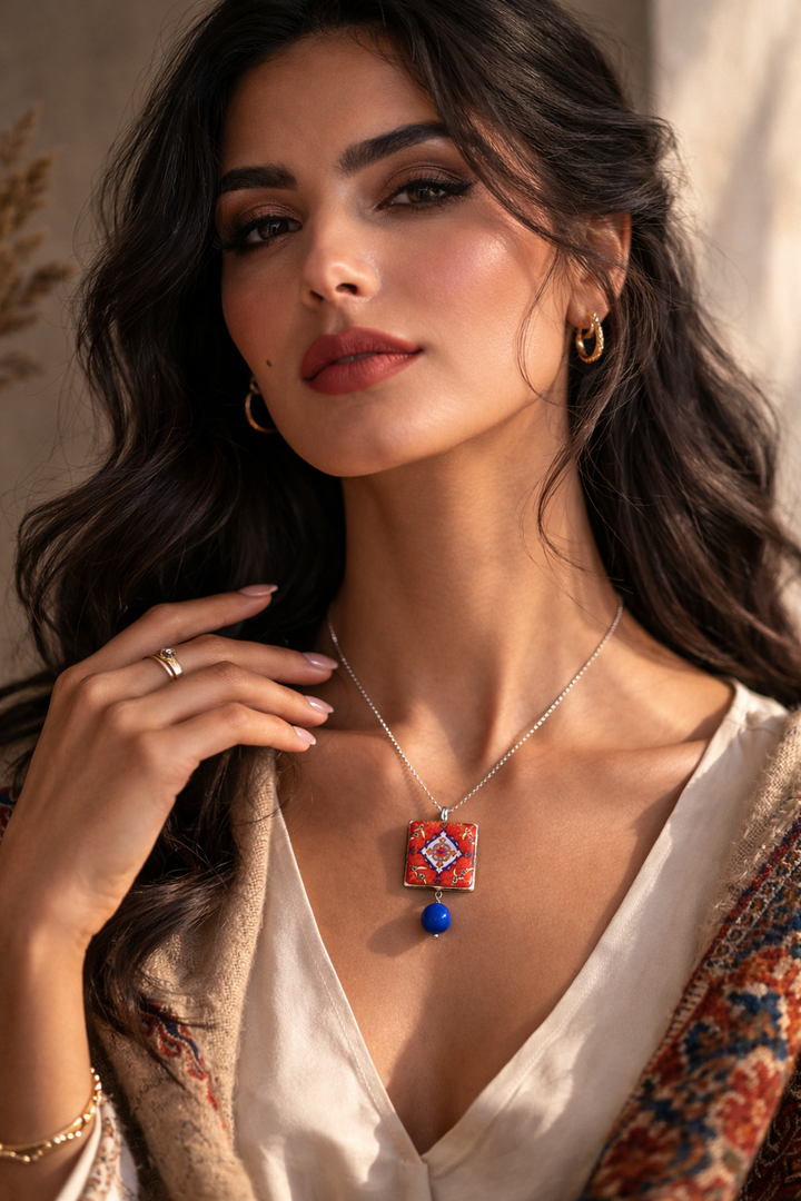 Ruby Kilim Heritage Necklace Earring Carpet of Fire — Artisan Legacy Series