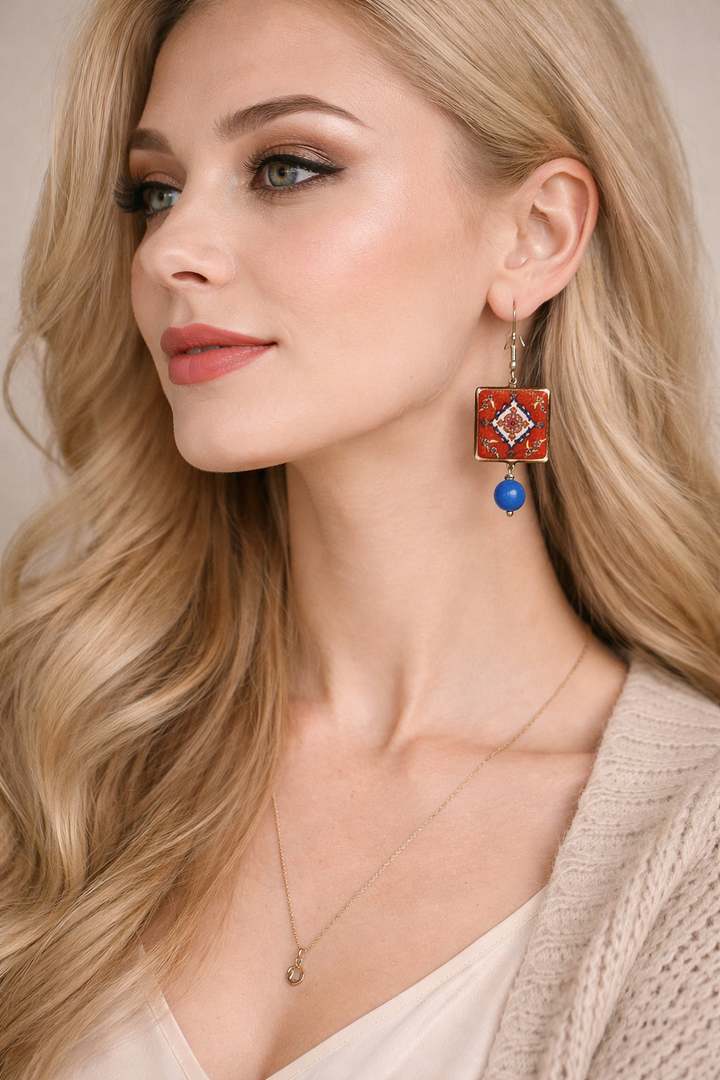 Ruby Kilim Heritage Necklace Earring Carpet of Fire — Artisan Legacy Series