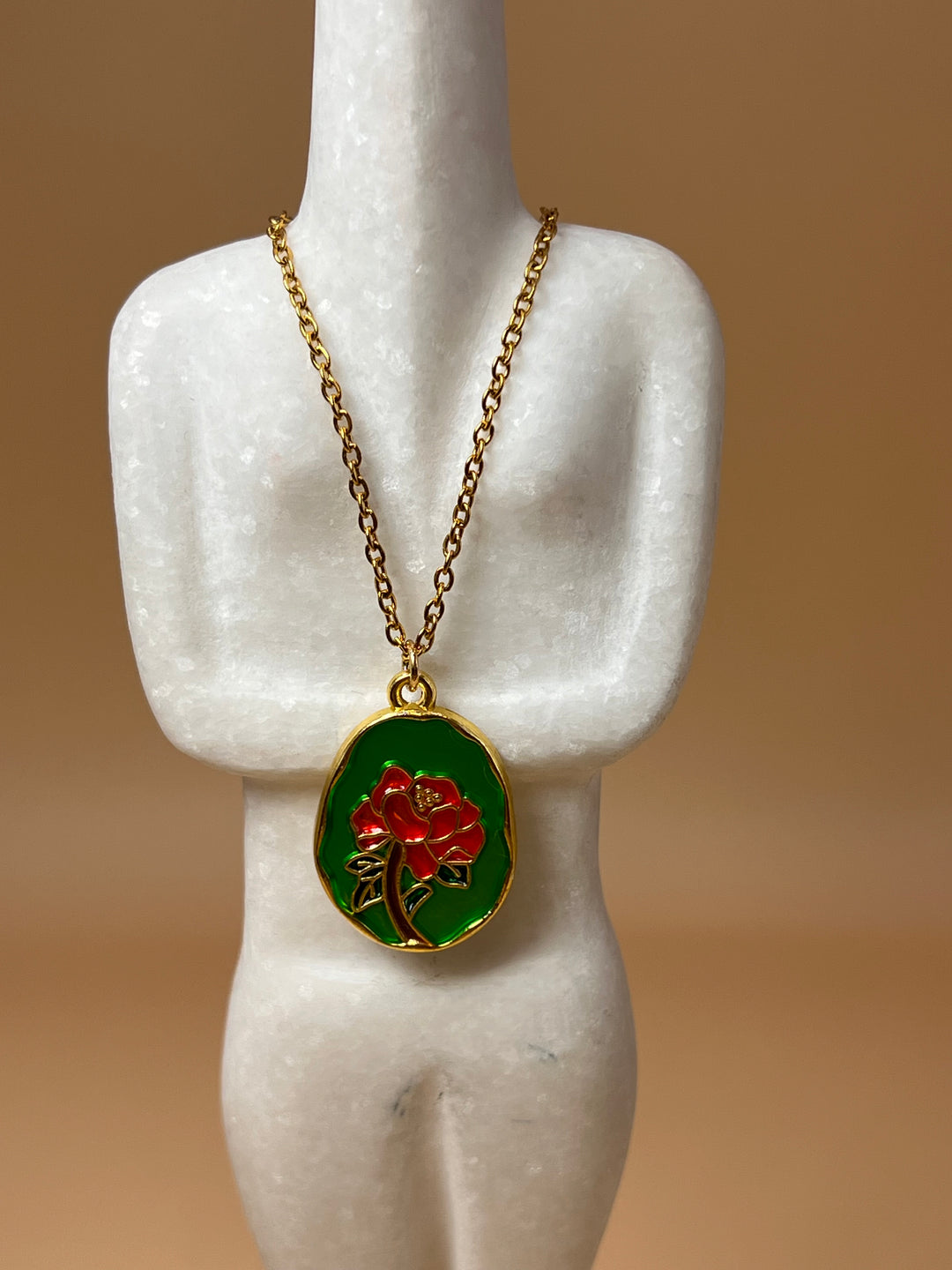 “Blossoming Charm” – Handcrafted Enamel & Copper Pendant stainless steel chain