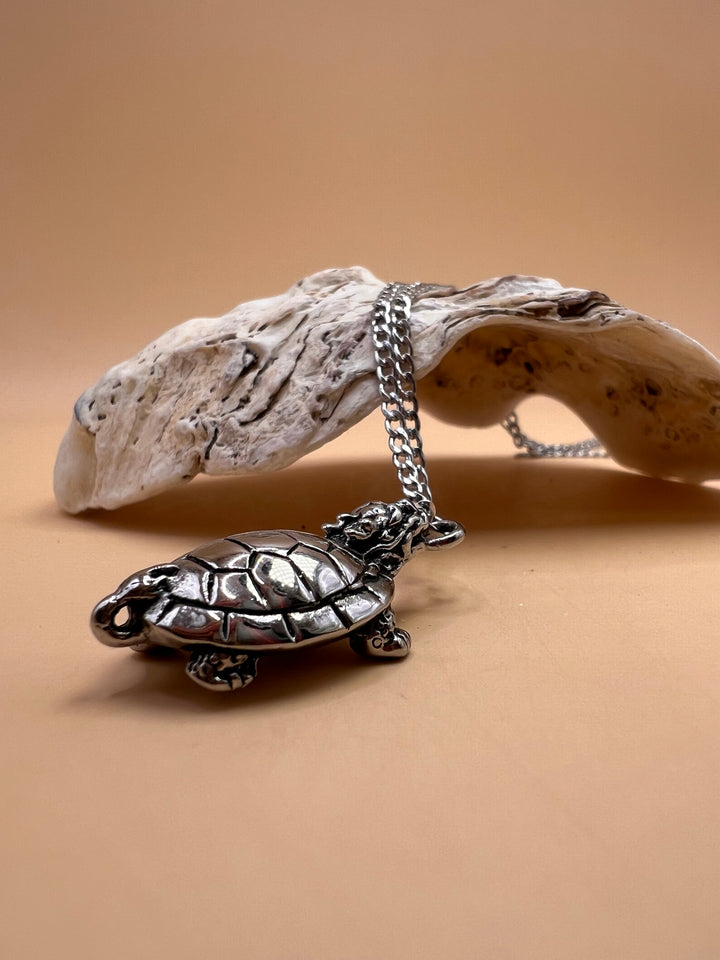 “Ocean Wisdom” – Stainless Steel Turtle Pendant Necklace
