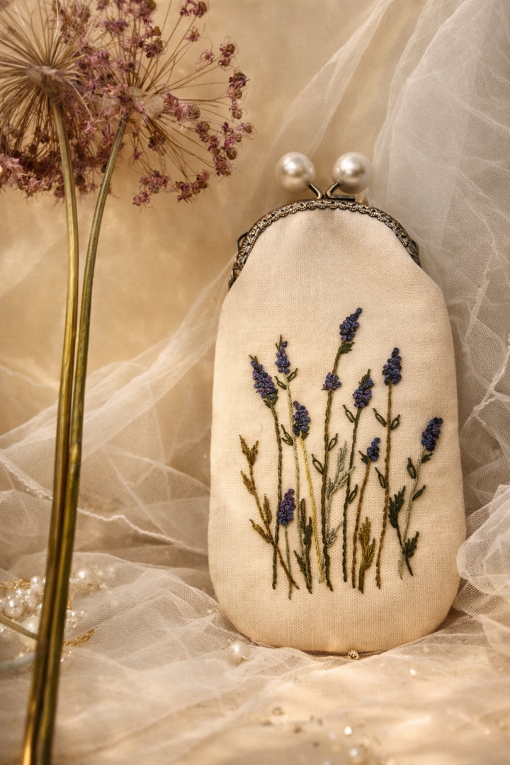 Lavender Whisper – Vintage Embroidered Velvet purse