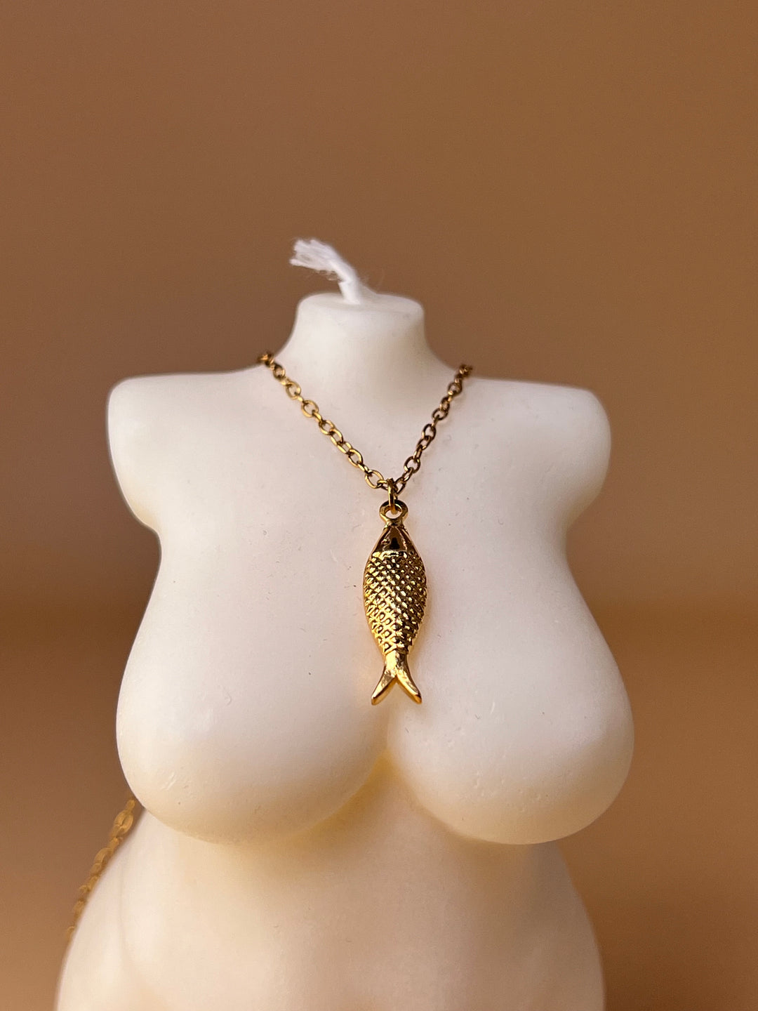 Golden Fish Pendant Necklace – Scaled Detail Edition